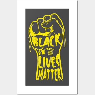 Black lives matter fist in yellow Posters and Art